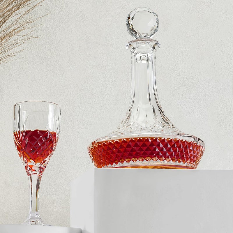 KANARS Wine Decanter Carafe, Hand-Blown Red Wine Decanter Aerator 1250ml/42oz, Crystal Liquor Wine Pitcher with Stopper for Home Bar Dinner - Image 2